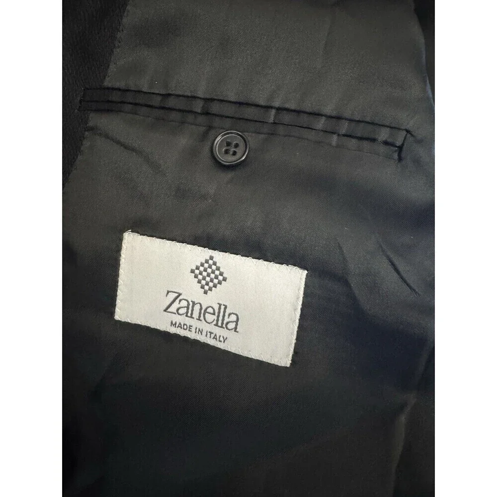 Zanella Men’s  100%Wool Blazer 44L BLACK  Sport Coat Made ITALY